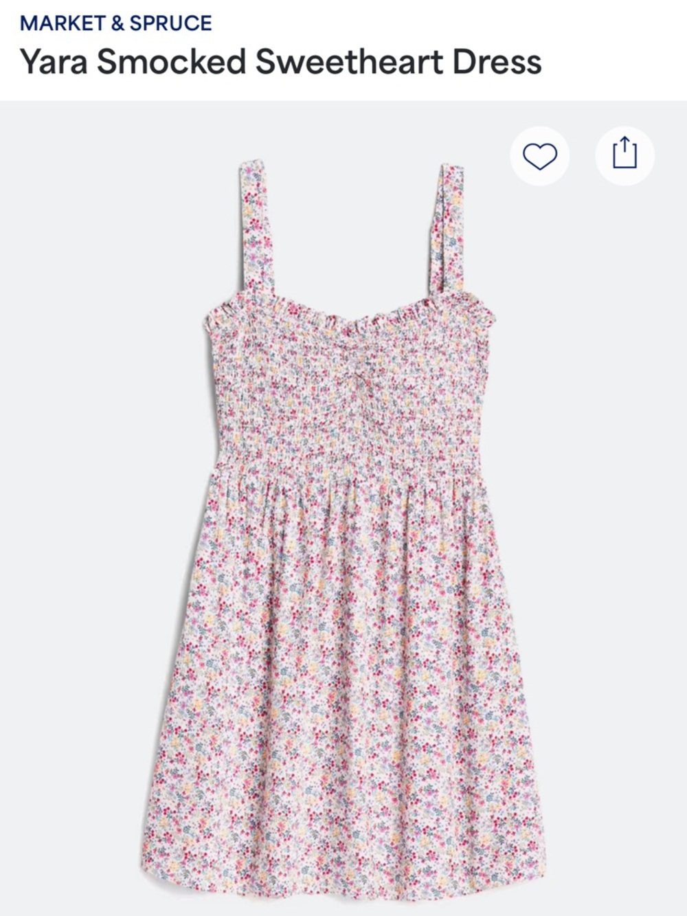 Market & Spruce Yara Smocked Sweetheart Dress